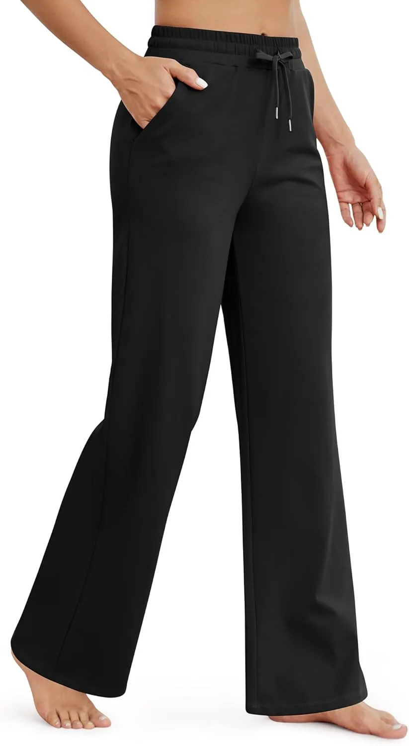 G4Free Wide Leg Yoga Pants for Women Loose Casual Sweatpants Drawstring Stretch Pants with Pockets Petite/Regular/Tall