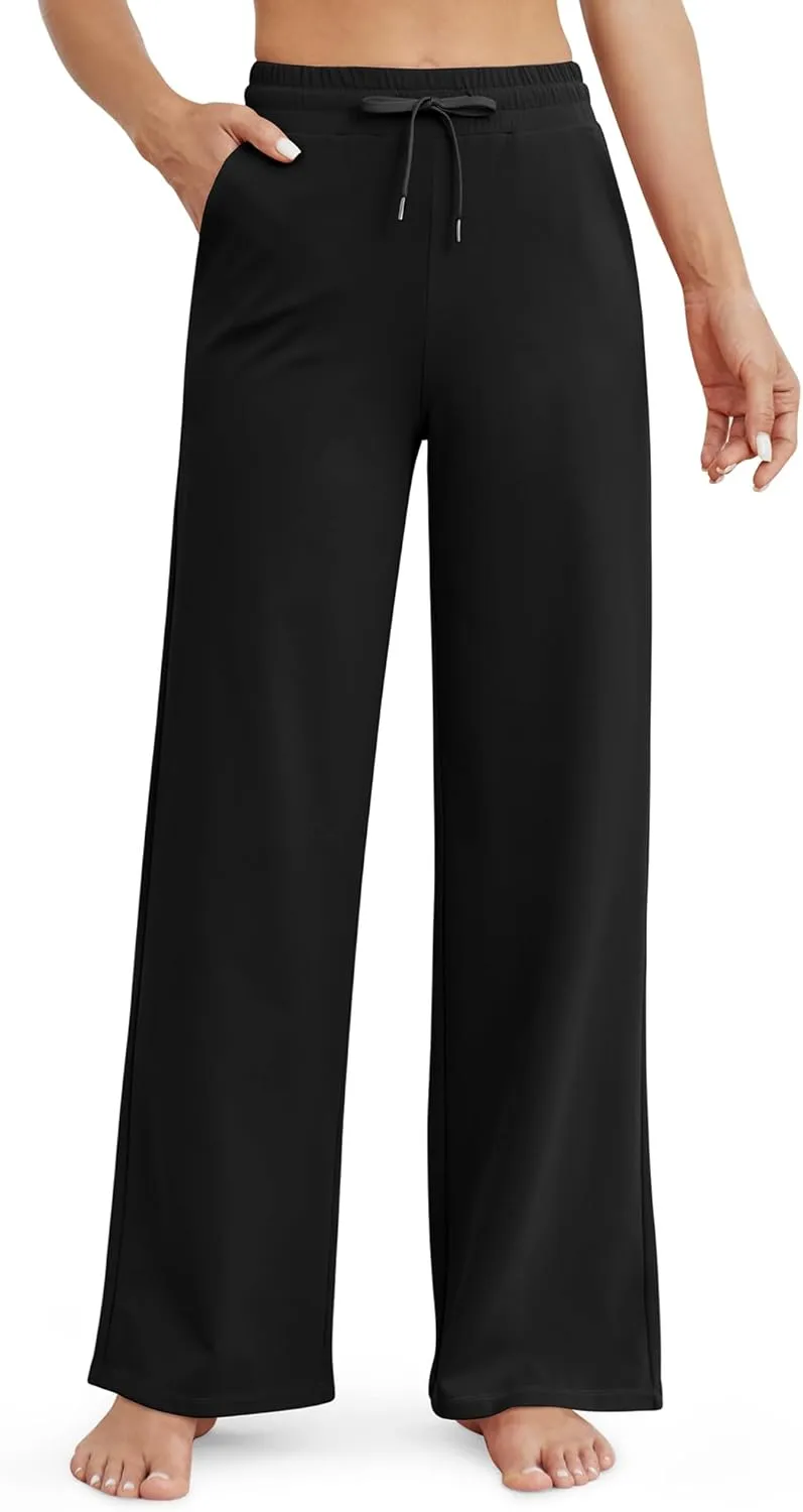 G4Free Wide Leg Yoga Pants for Women Loose Casual Sweatpants Drawstring Stretch Pants with Pockets Petite/Regular/Tall