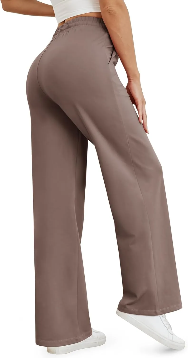 G4Free Wide Leg Yoga Pants for Women Loose Casual Sweatpants Drawstring Stretch Pants with Pockets Petite/Regular/Tall