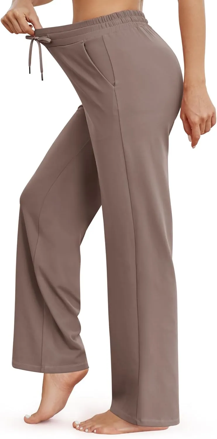 G4Free Wide Leg Yoga Pants for Women Loose Casual Sweatpants Drawstring Stretch Pants with Pockets Petite/Regular/Tall