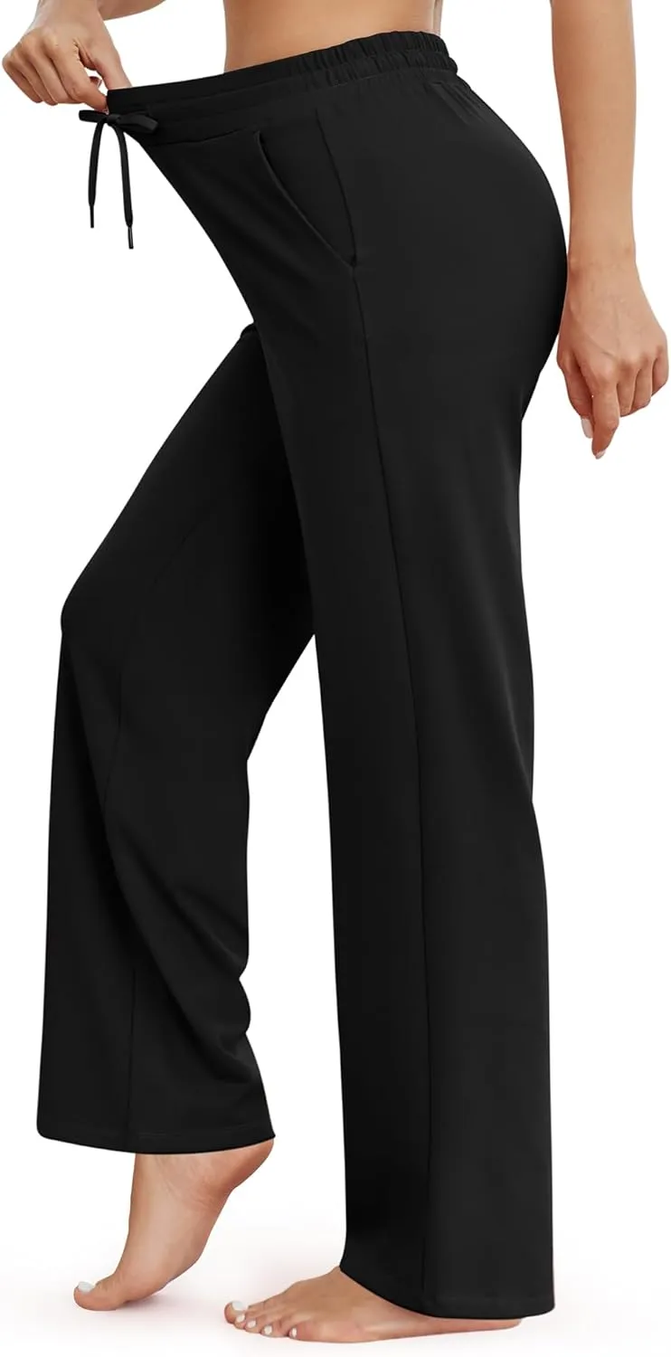 G4Free Wide Leg Yoga Pants for Women Loose Casual Sweatpants Drawstring Stretch Pants with Pockets Petite/Regular/Tall