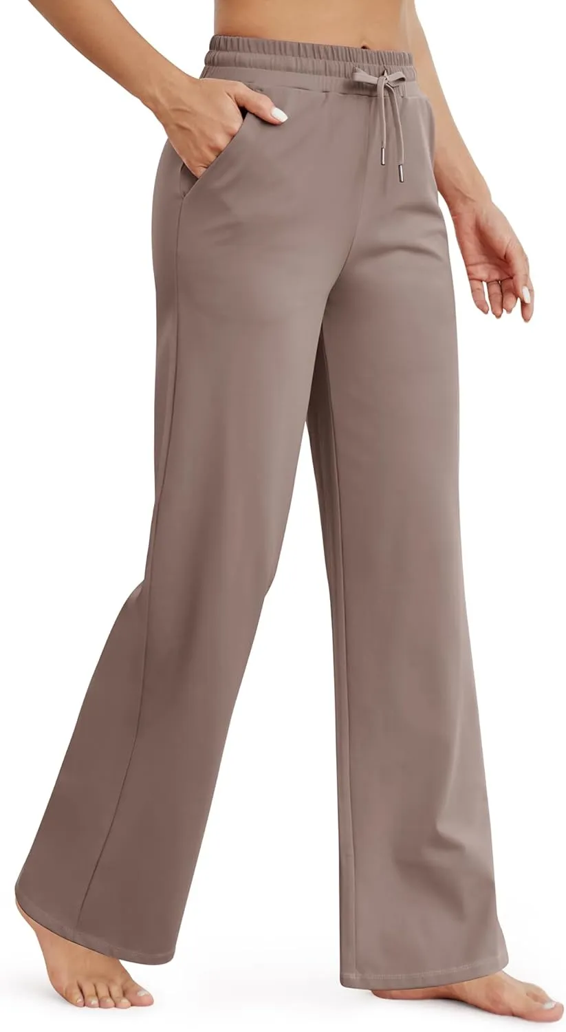 G4Free Wide Leg Yoga Pants for Women Loose Casual Sweatpants Drawstring Stretch Pants with Pockets Petite/Regular/Tall