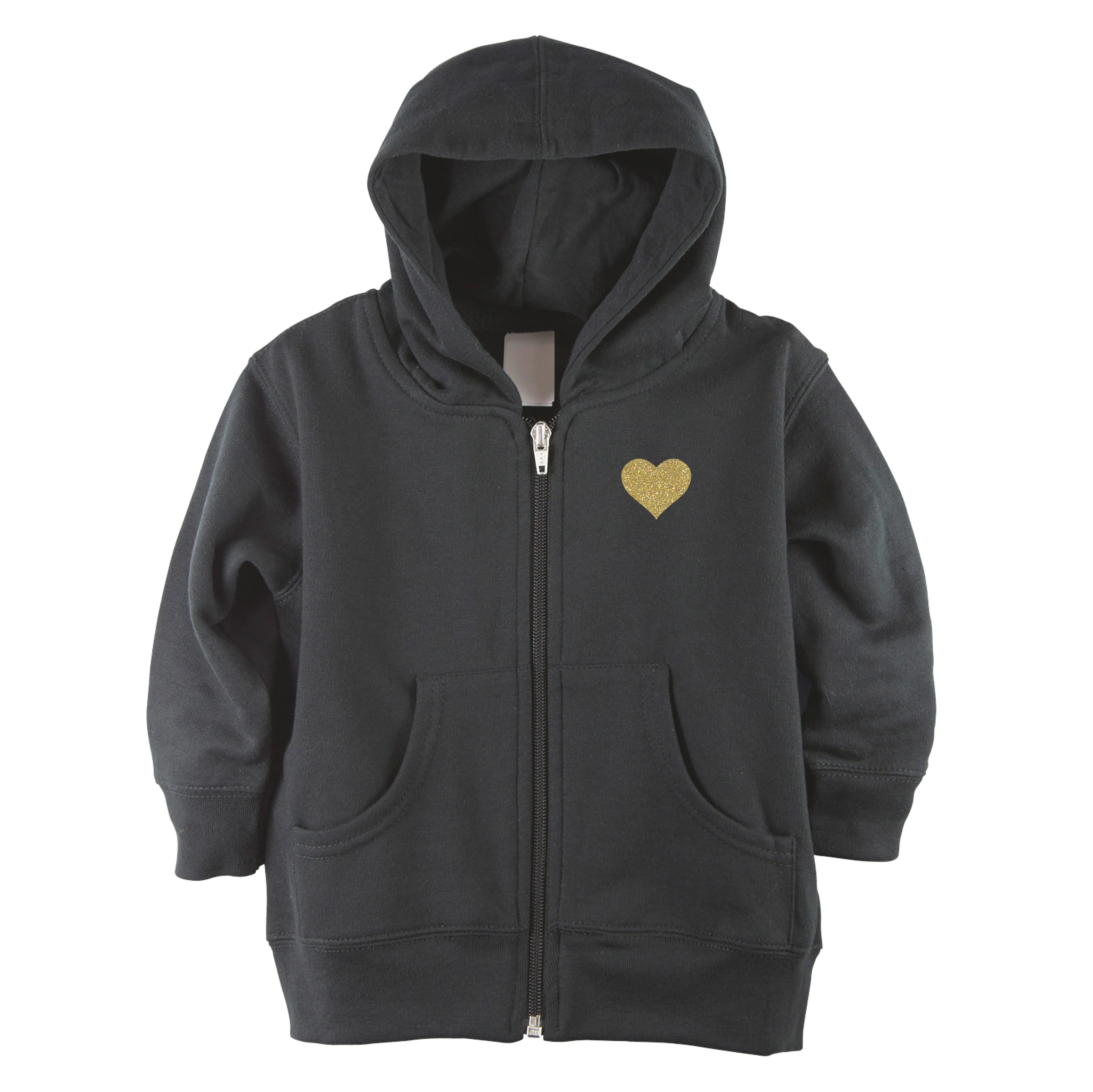 Glitter Gold Love Angel Wings Front Zipper Toddler Hoodie