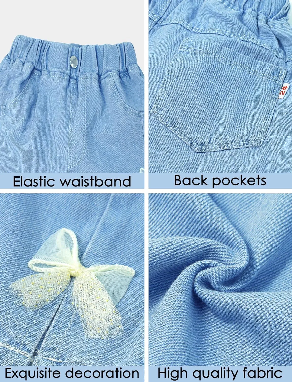 Happy Cherry Baby Girl Summer Denim Shorts Wide Leg Cute Cooling Jeans Hot Pants 1-13Y