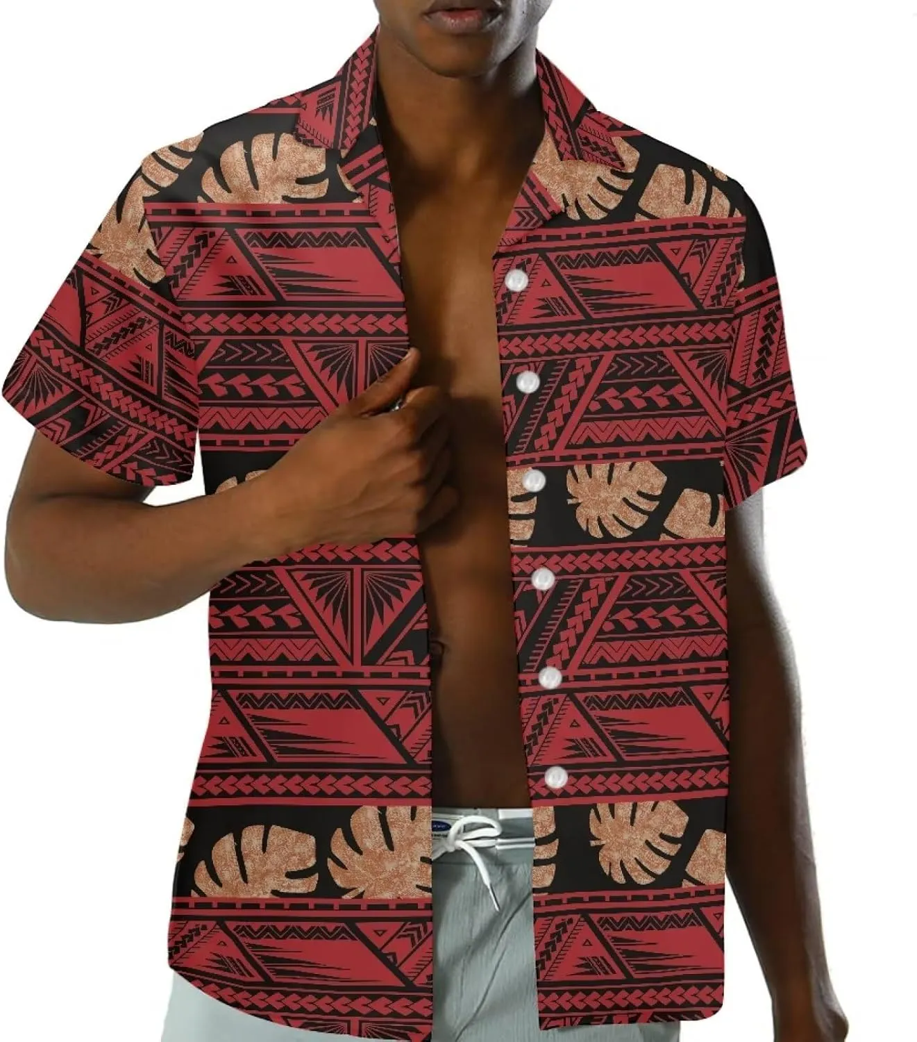 Hawaiian Dresses for Couples Polynesian Puletasi Samoan Traditional Dress with Shirt Pareo Sarong Lavalava Set