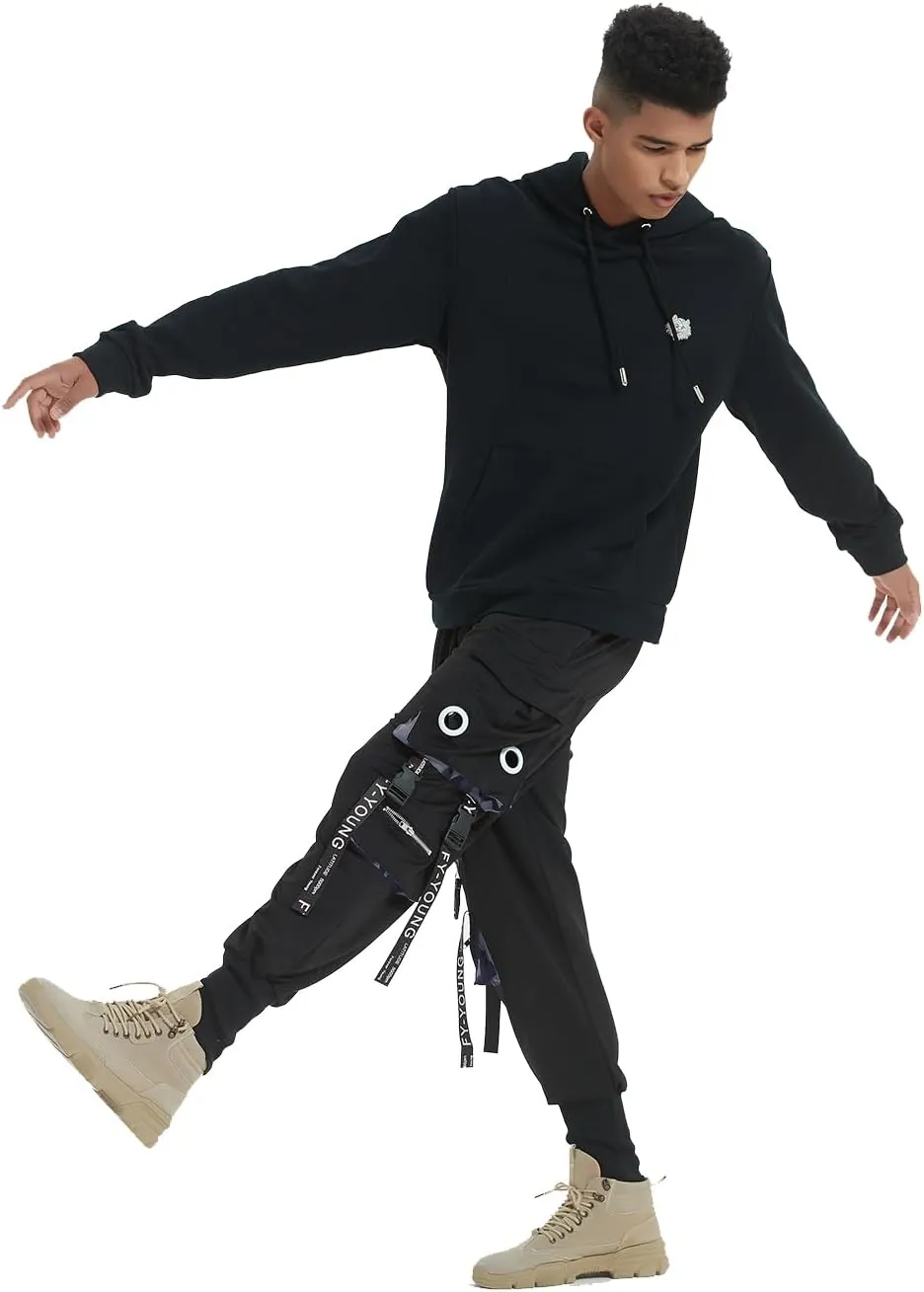 Hello MrLin Men's Jogger Pants Punk Cargo Baggy Techwear Hip Hop Harem Pants Streetwear Tactical Track Pants