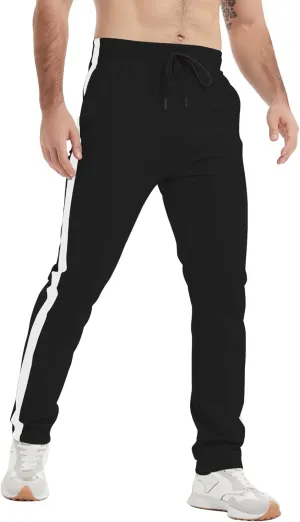 Idtswch 34/36/38/40 Long Inseam Men's Tall Striped Sweatpants Workout Training Lounge Joggers Pants with Pockets