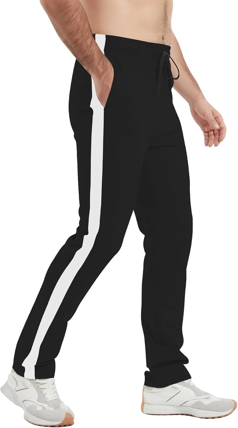 Idtswch 34/36/38/40 Long Inseam Men's Tall Striped Sweatpants Workout Training Lounge Joggers Pants with Pockets