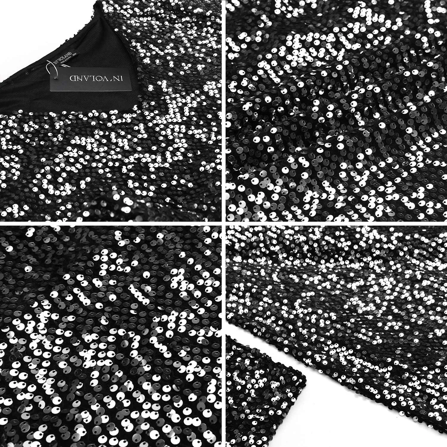 IN'VOLAND Womens Sequin Dress Plus Size V Neck Party Cocktail Dresses