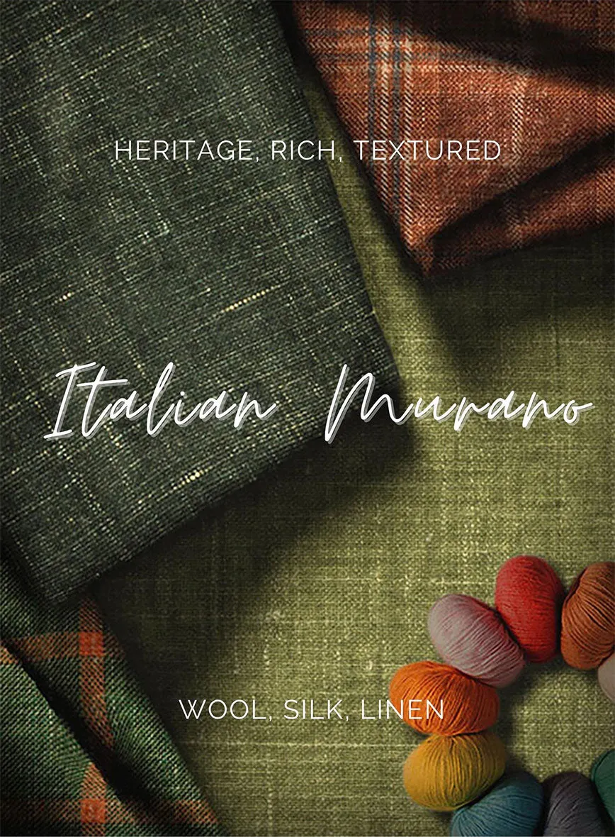 Italian Murano Vanzo Blue Wool Linen Silk Suit
