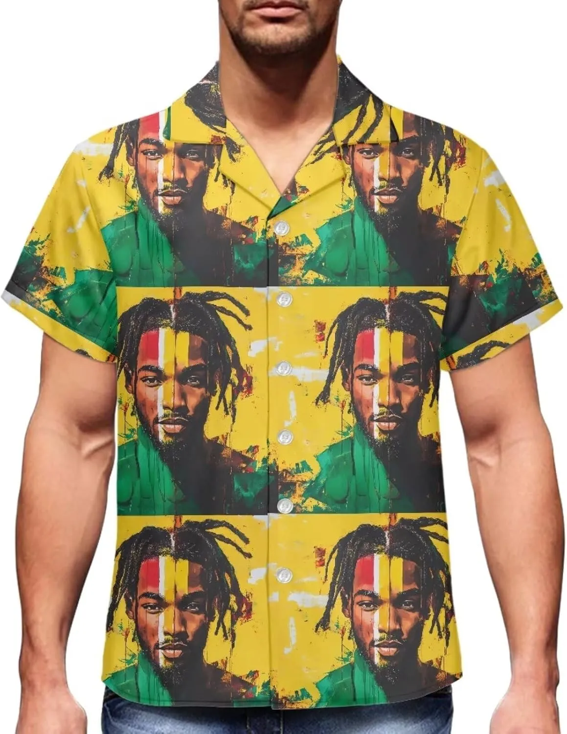 Jamaican 2 Piece Set Couple Outfits Women Jamaica Flag Short Sleeve Skinny Slim Dress Men's Shirt