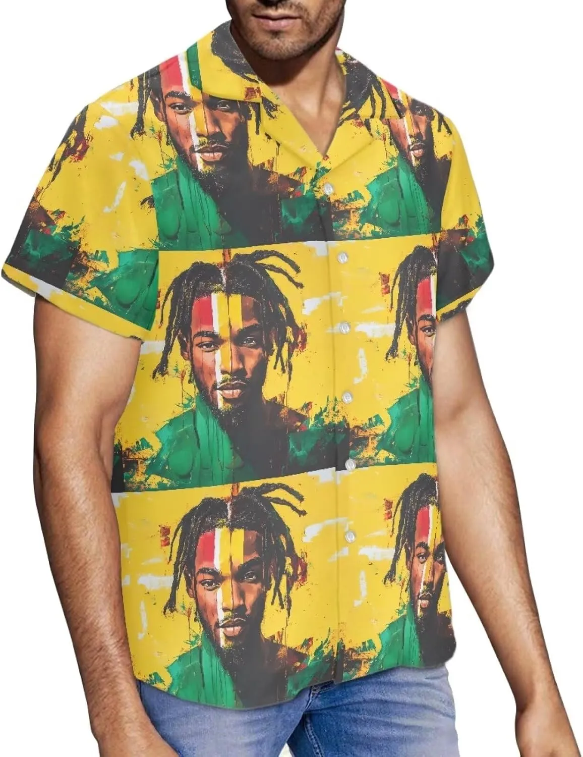 Jamaican 2 Piece Set Couple Outfits Women Jamaica Flag Short Sleeve Skinny Slim Dress Men's Shirt