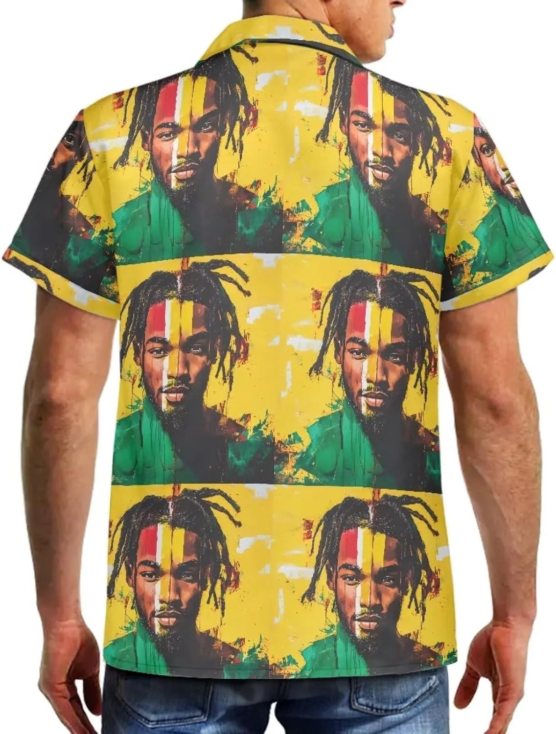 Jamaican 2 Piece Set Couple Outfits Women Jamaica Flag Short Sleeve Skinny Slim Dress Men's Shirt