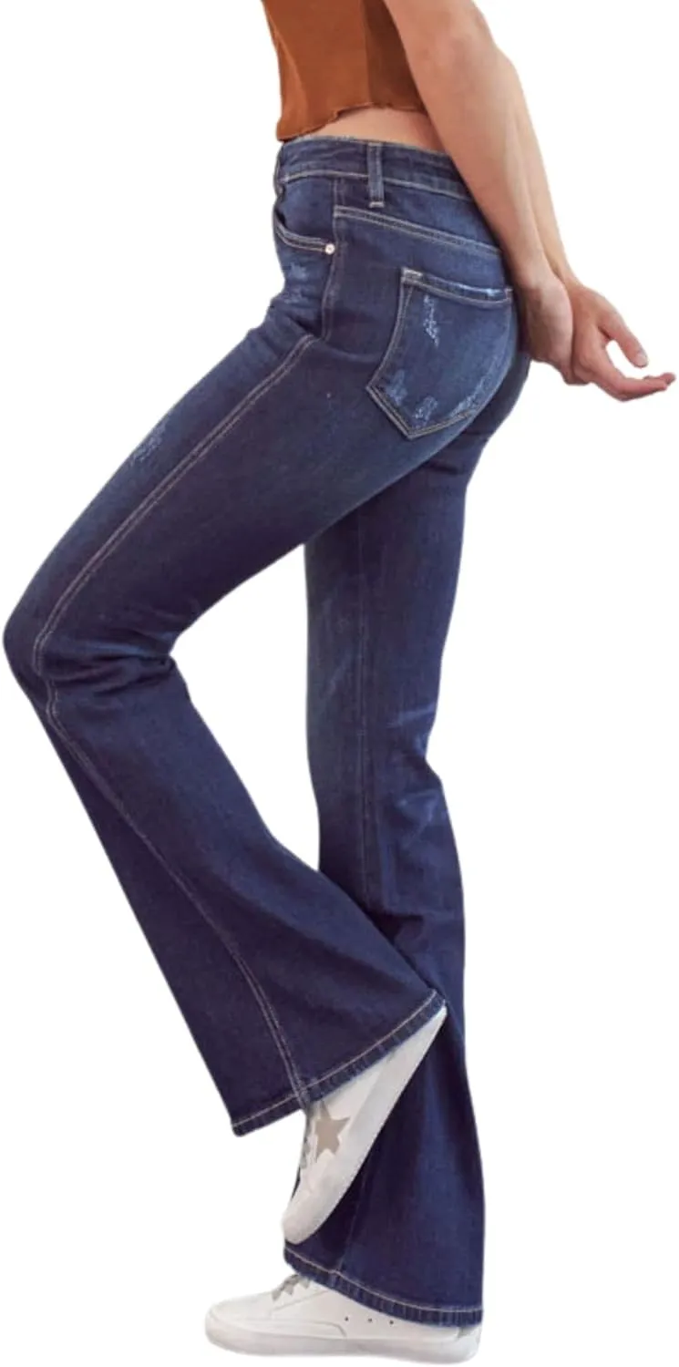 Kan Can Women's High Rise Flare Jeans - KC7340D