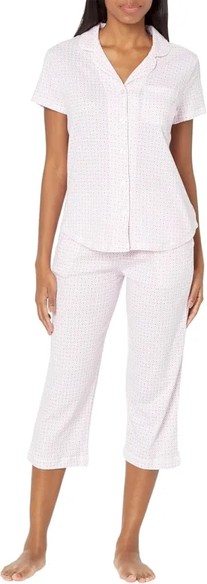 Karen Neuburger Women's Petite Berry Kiss Short Sleeve Girlfriend Capris Pj