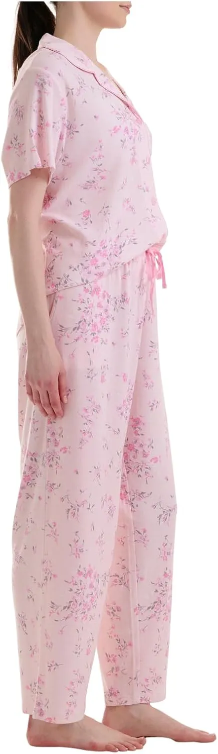 Karen Neuburger Women's Plus Size Blossom Short Sleeve Printed Girlfriend Pj Set