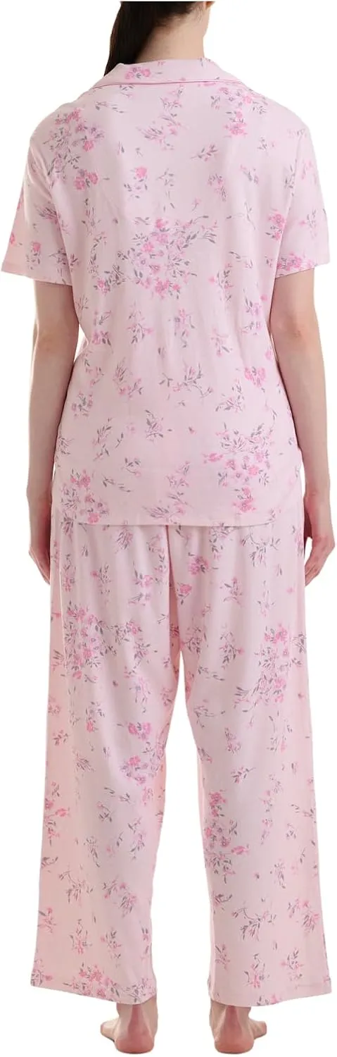 Karen Neuburger Women's Plus Size Blossom Short Sleeve Printed Girlfriend Pj Set