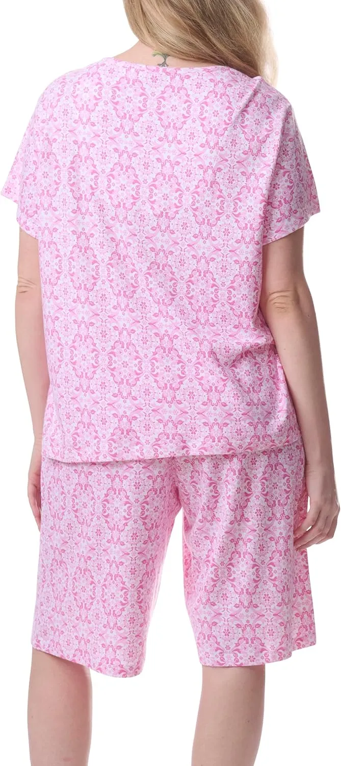 Karen Neuburger Women's Plus Size Sleeve Tee and Bermuda Short Pajama Set