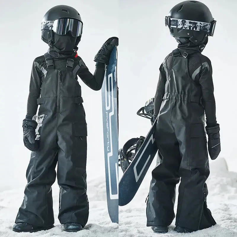 Kids Hooded Snowboarding Jacket Windproof Ski Bibs Pants