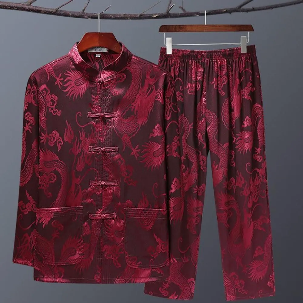 Kung Fu Uniform for Men Shirt Suit Chinese Traditional Tang Hanfu Martial Arts Wing Chun Tai Chi Training Cloth Pants