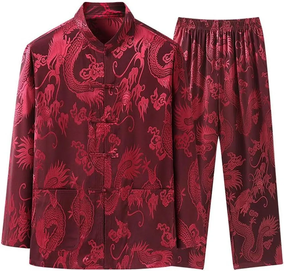 Kung Fu Uniform for Men Shirt Suit Chinese Traditional Tang Hanfu Martial Arts Wing Chun Tai Chi Training Cloth Pants