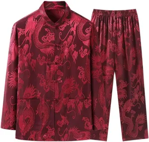 Kung Fu Uniform for Men Shirt Suit Chinese Traditional Tang Hanfu Martial Arts Wing Chun Tai Chi Training Cloth Pants