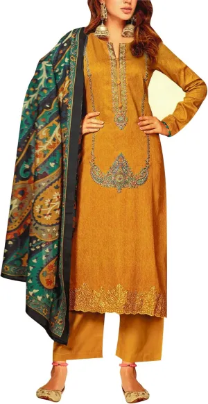 ladyline Women's Lawn Cotton Salwar Kameez - Digital Printed with Neck and Daman Embroidered Dress