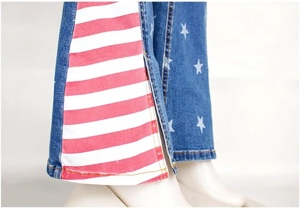 LAFOURAM Bell Bottom Jeans for Women High Waist Flared Wide Leg Floral Embroidered Denim Pants