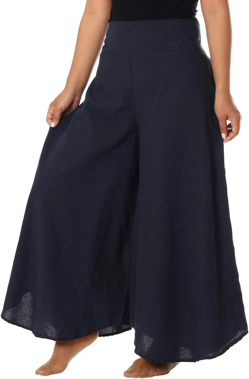 Lannaclothesdesign Cotton Palazzo Pants for Women Plus Size Hippie Wide Leg Lounge Pant