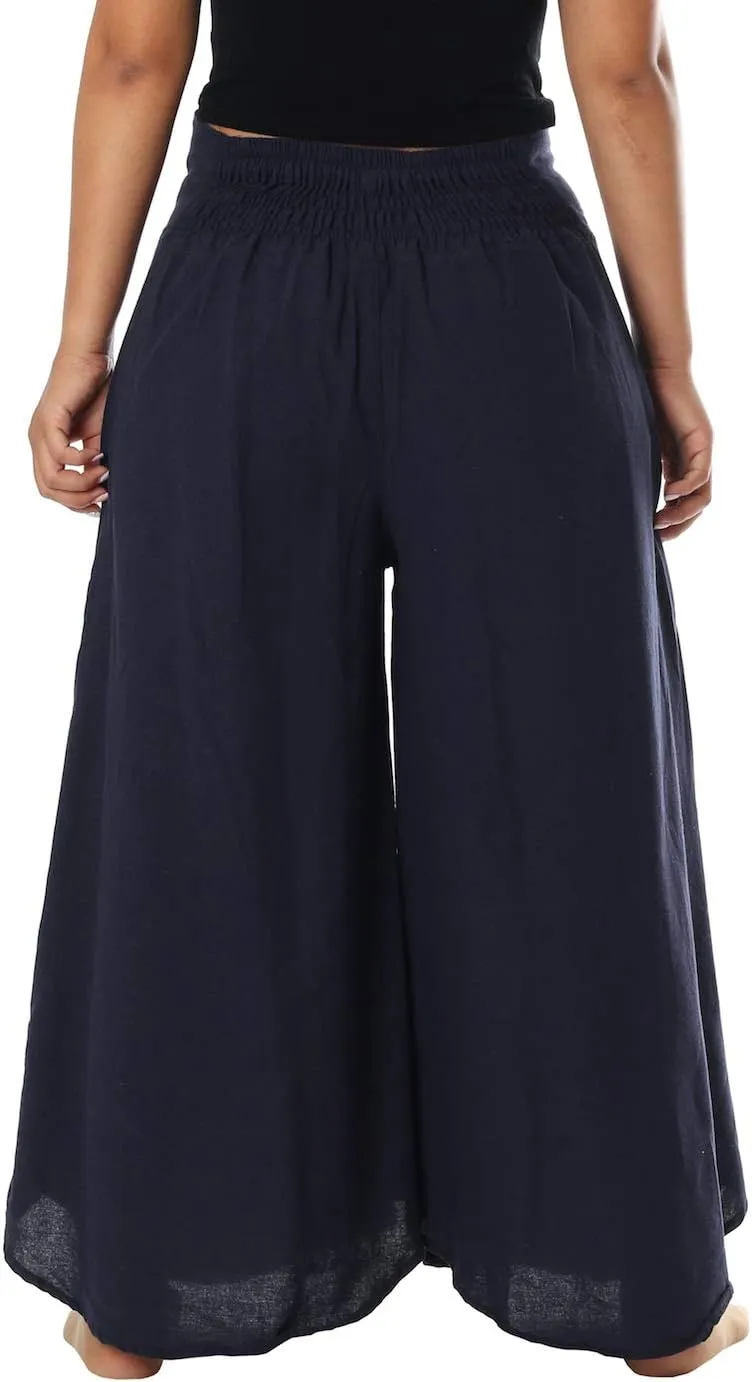 Lannaclothesdesign Cotton Palazzo Pants for Women Plus Size Hippie Wide Leg Lounge Pant