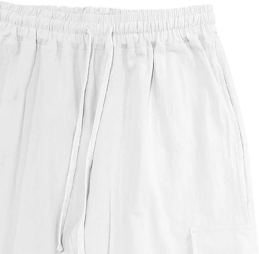 LOAIHA Mens Casual Pants Elastic Waist Drawstring Yoga Baggy Tapered Harem Sweatpants Beach Trousers