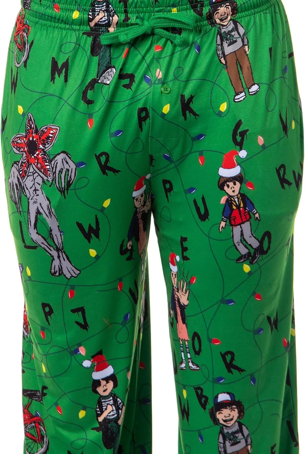Mad Engine Stranger Things Men's Sketch Characters And Light Strings Adult Lounge Pajama Pants