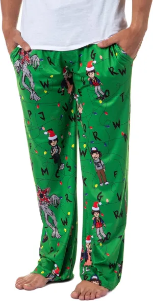 Mad Engine Stranger Things Men's Sketch Characters And Light Strings Adult Lounge Pajama Pants