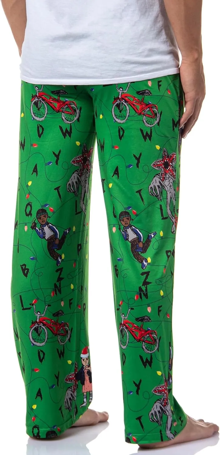 Mad Engine Stranger Things Men's Sketch Characters And Light Strings Adult Lounge Pajama Pants