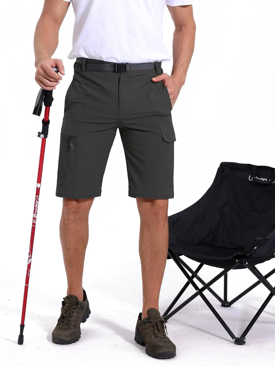 MANSDOUR Men's Hiking Pants Convertible Quick Dry Lightweight Zip-Off Outdoor Travel Camping Fishing Pants