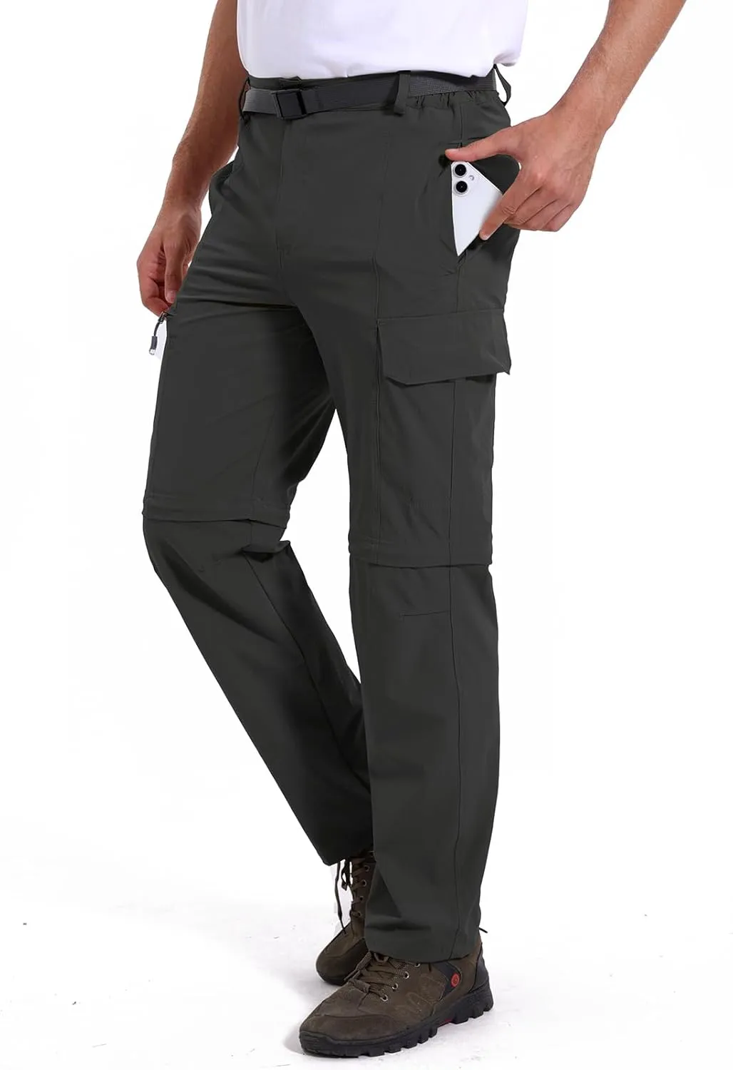 MANSDOUR Men's Hiking Pants Convertible Quick Dry Lightweight Zip-Off Outdoor Travel Camping Fishing Pants