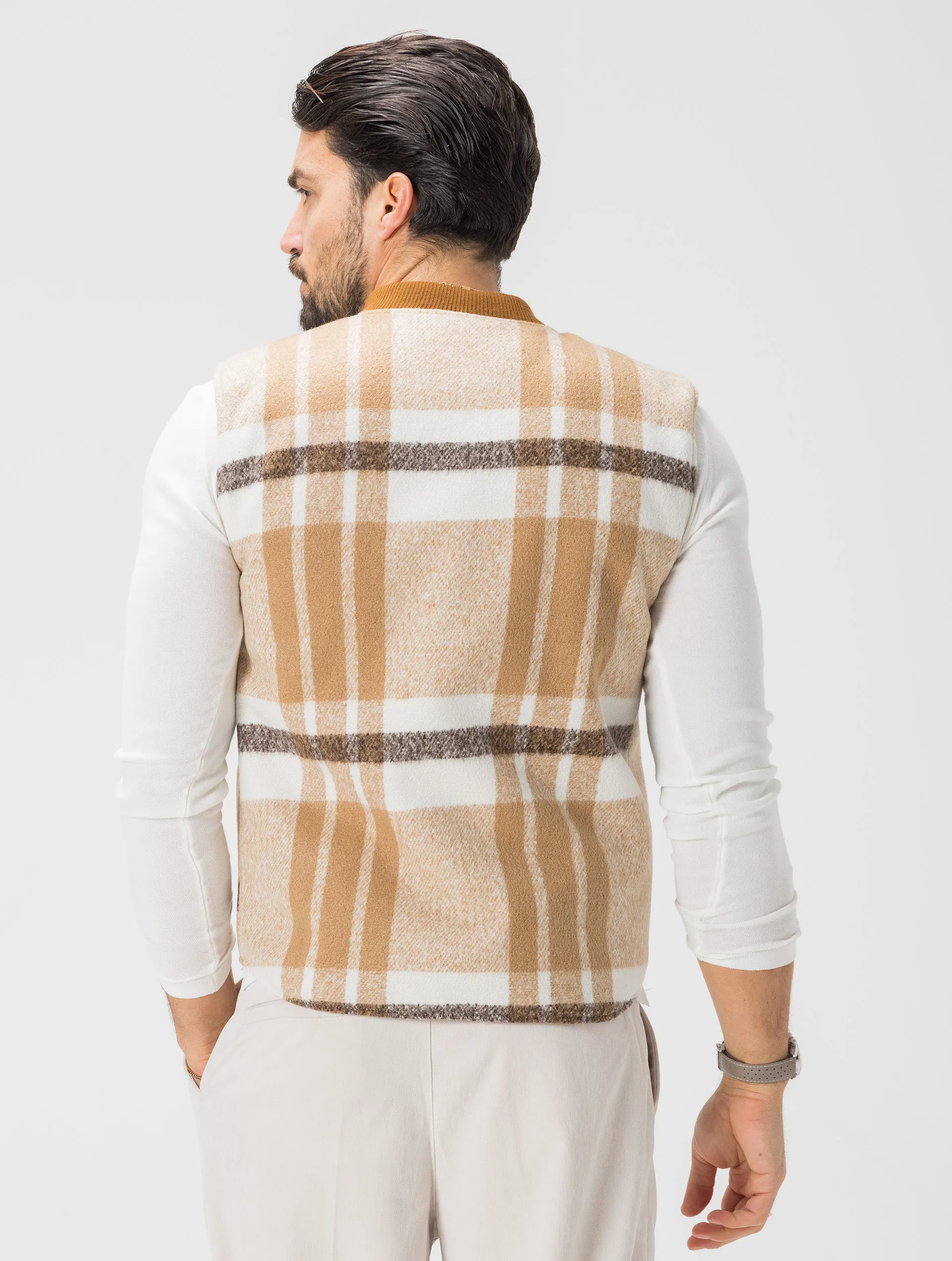 MARCELLUS VEST IN CREAM AND BROWN