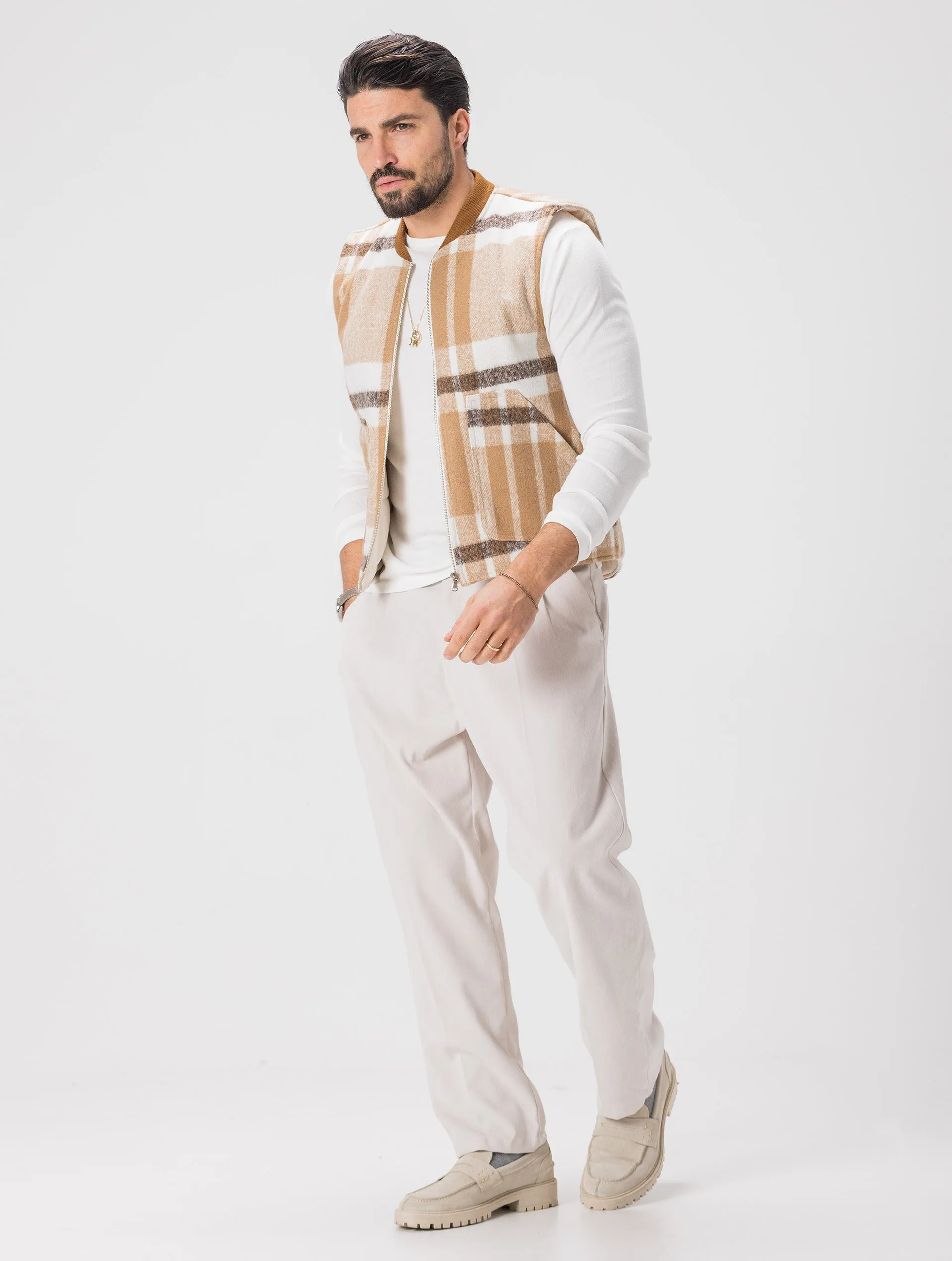 MARCELLUS VEST IN CREAM AND BROWN