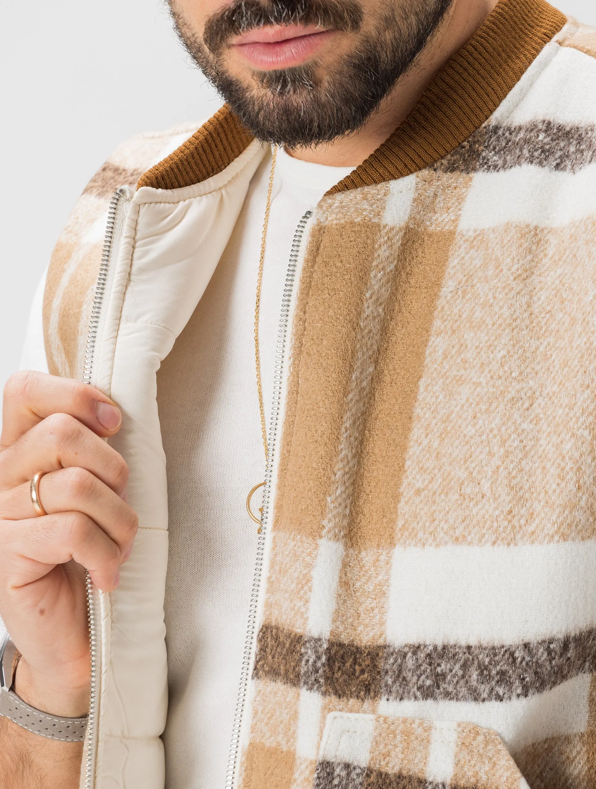MARCELLUS VEST IN CREAM AND BROWN