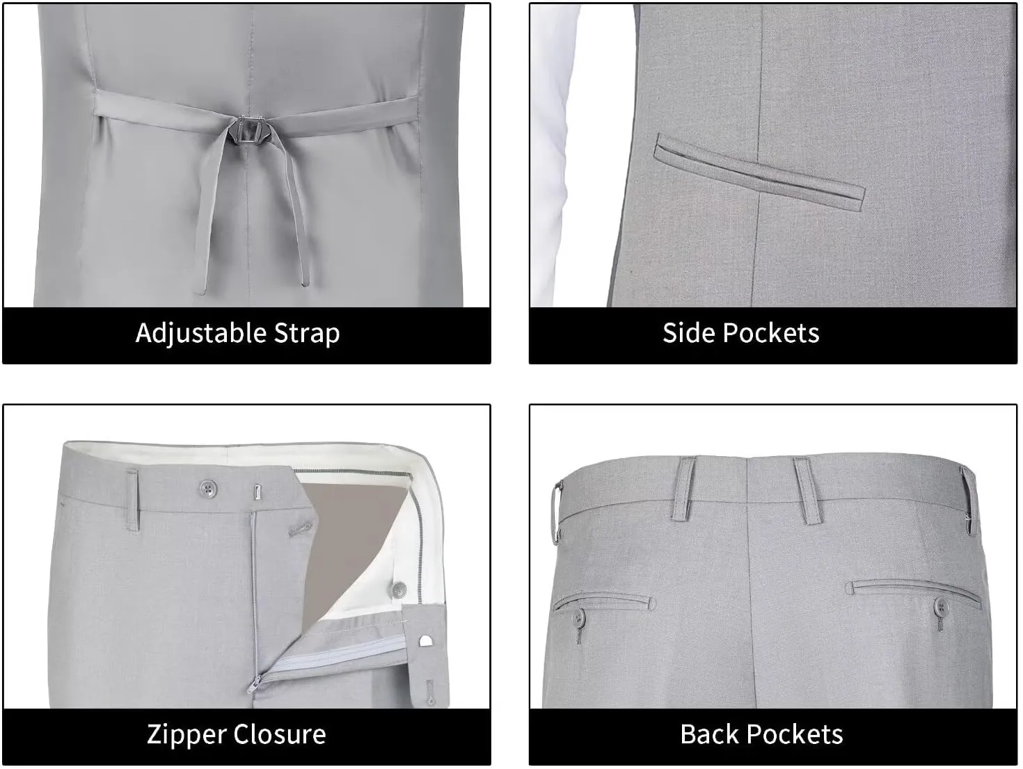 Men's 2 Piece Vest Pants Set Slim Fit Wedding Suit for Men with Tie Tuxedo Set for Business Christmas