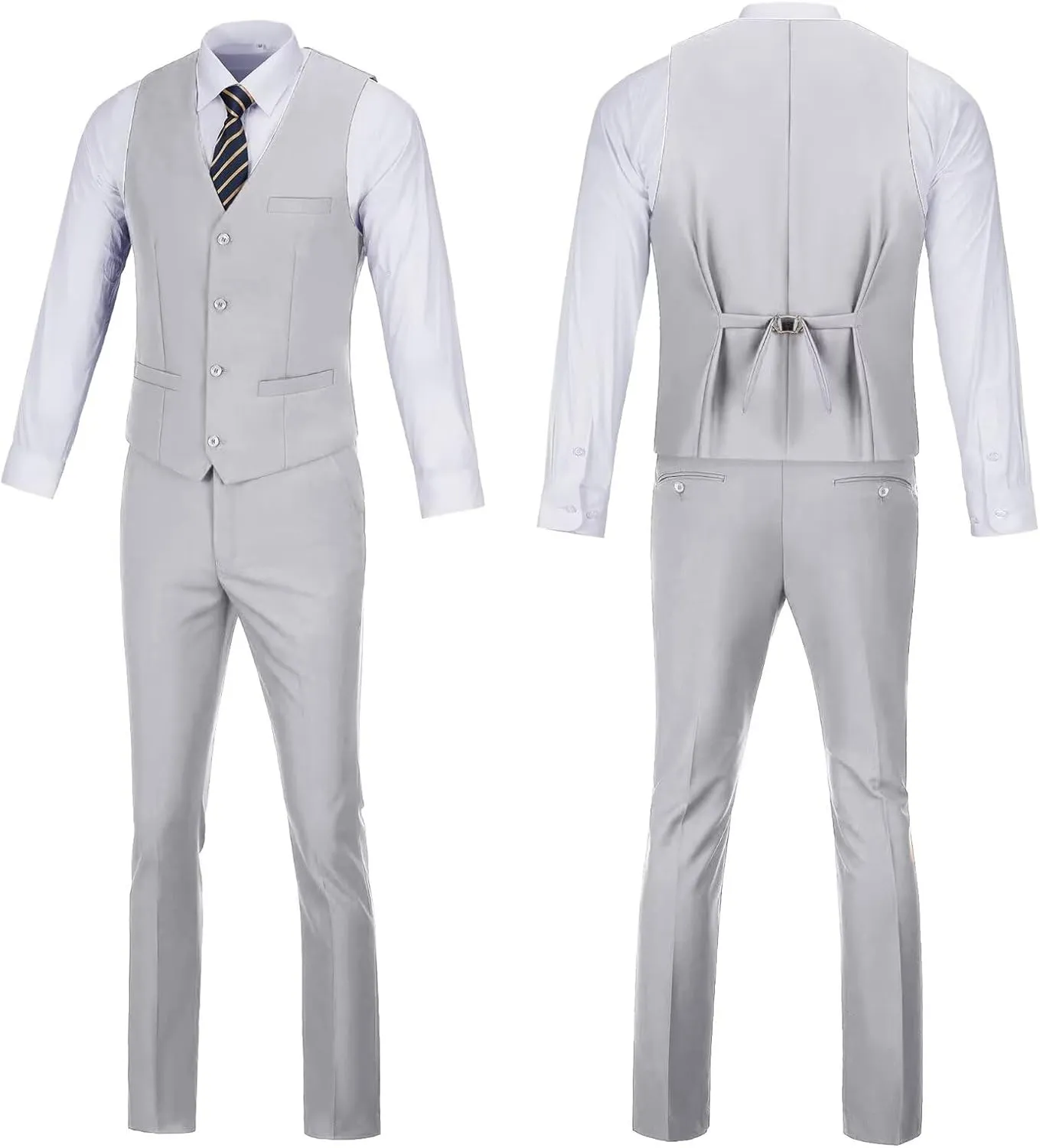 Men's 2 Piece Vest Pants Set Slim Fit Wedding Suit for Men with Tie Tuxedo Set for Business Christmas