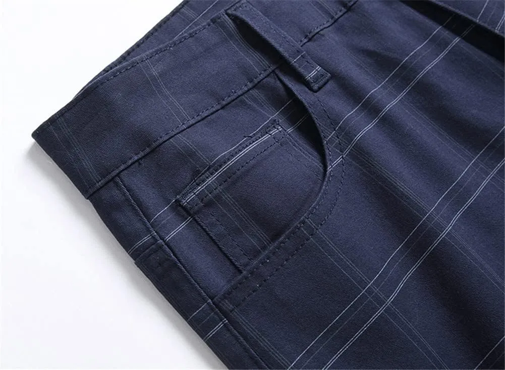 Mens Casual Plaid Chino Business Dress Pants,Fashion Black Stretch Slim Fit Flat Front Skinny Dress Pant for Men