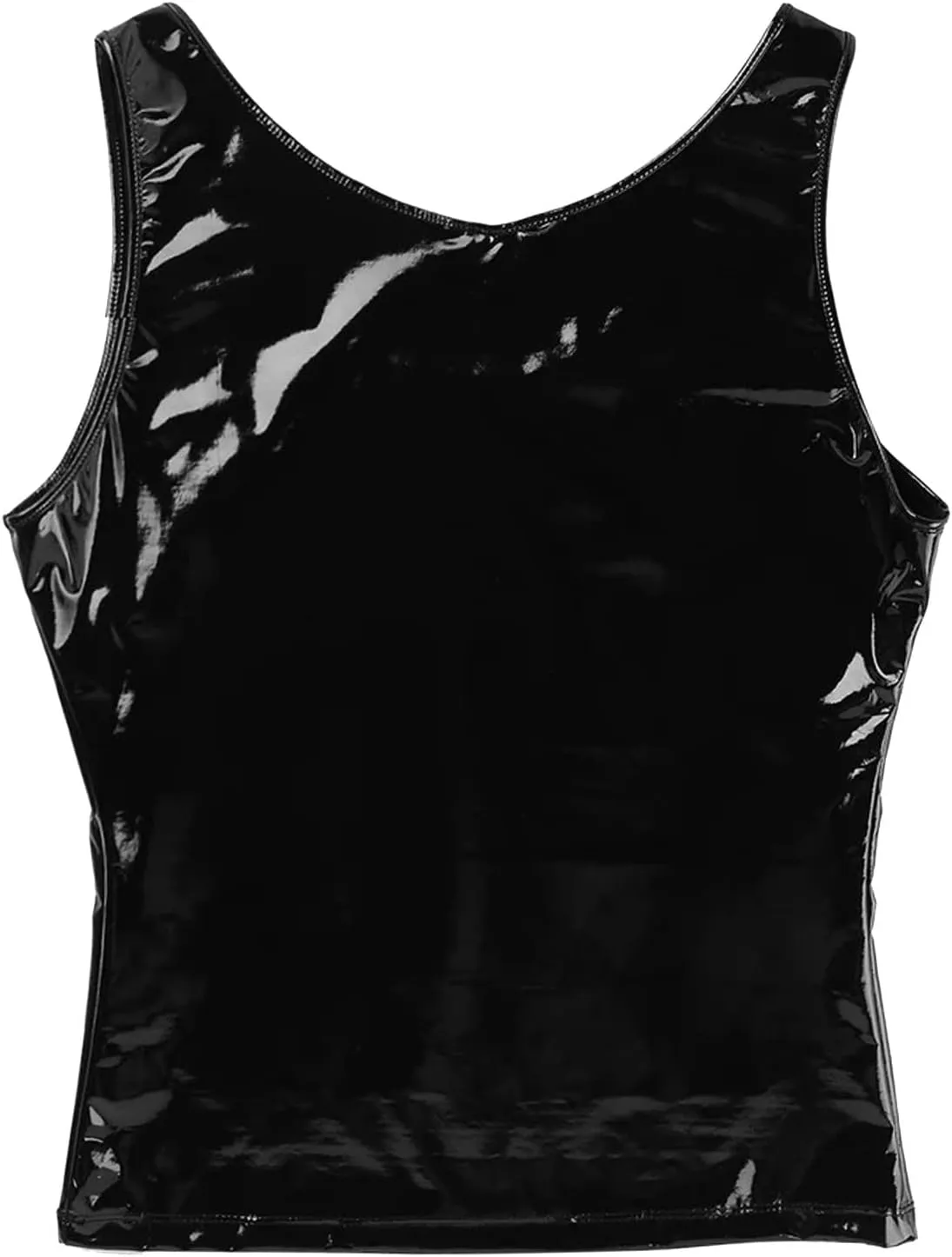 Mens Fashion Casual Solid Color Leather Sexy Coat Sexy Leather Coat Clothes Vest Top Trim