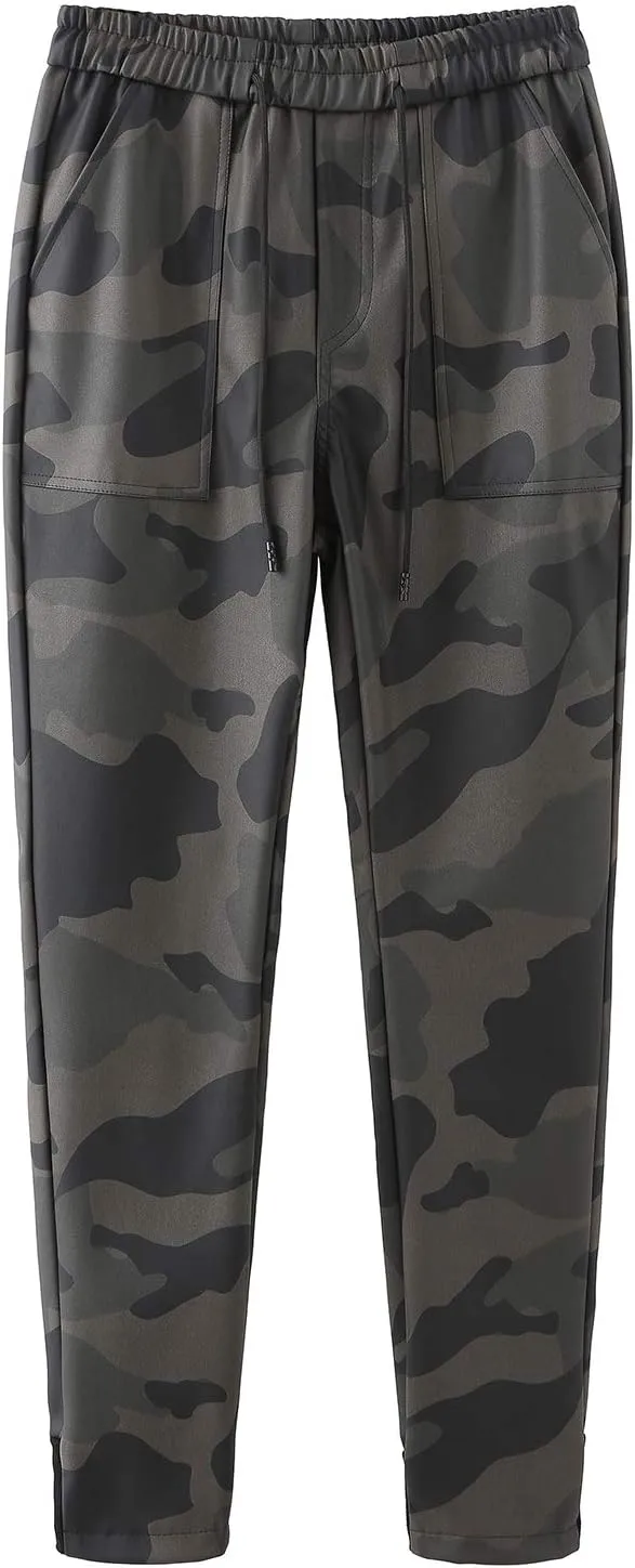 Men`s Faux Leather Joggers PU Motorcycle Harem Sweat Pants