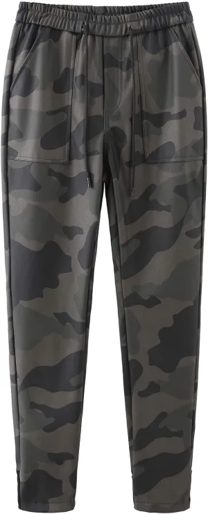 Men`s Faux Leather Joggers PU Motorcycle Harem Sweat Pants