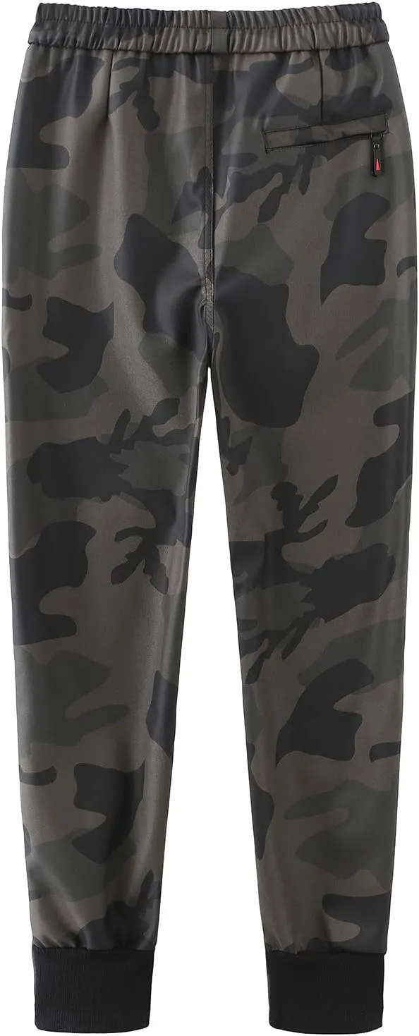 Men`s Faux Leather Joggers PU Motorcycle Harem Sweat Pants