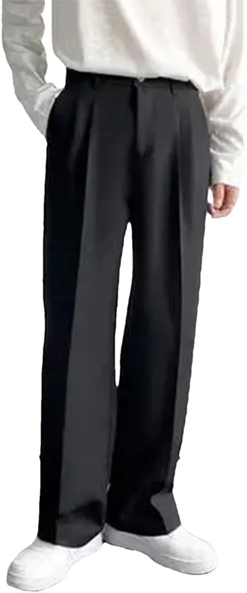 Men's Loose Casual Pants Solid Color Wide Leg Pants Formal Business Design Suit Pants Trousers