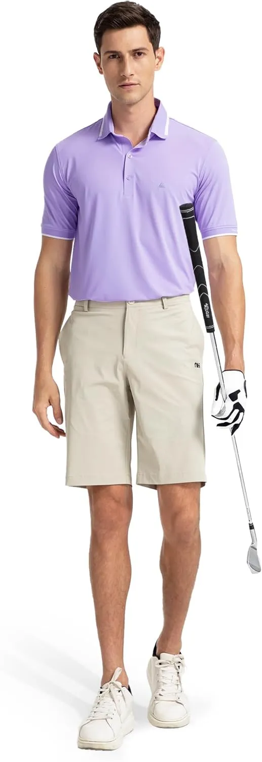 Men's Premium Golf Polo  Silky Tech Nylon, Cooling, UV-Resistant, Quick-Dry Athletic Shirt for Golf, Tennis