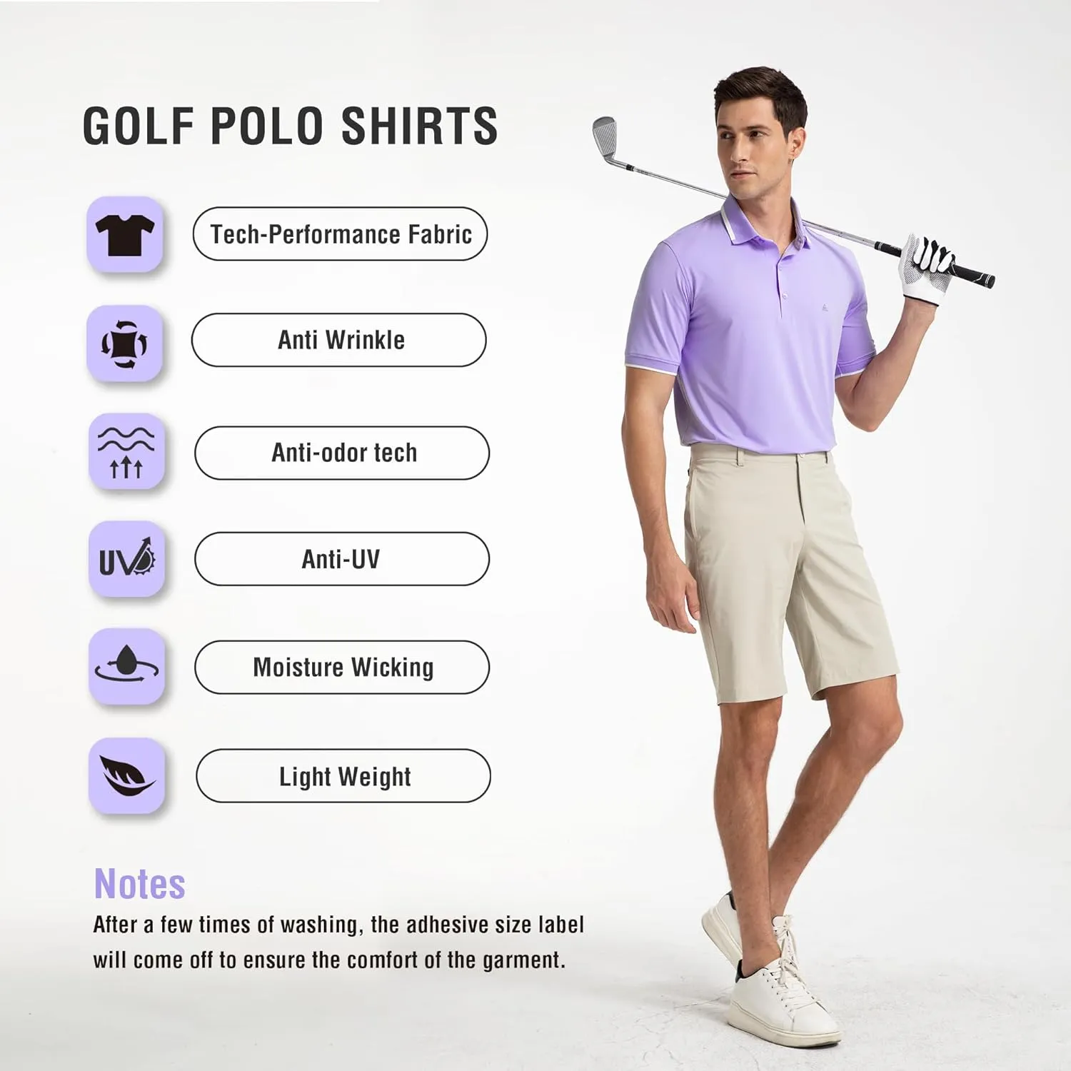 Men's Premium Golf Polo  Silky Tech Nylon, Cooling, UV-Resistant, Quick-Dry Athletic Shirt for Golf, Tennis