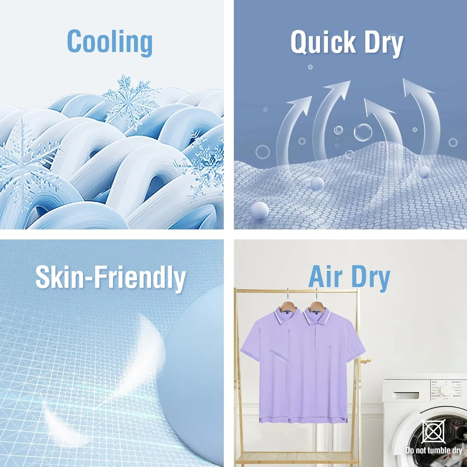 Men's Premium Golf Polo  Silky Tech Nylon, Cooling, UV-Resistant, Quick-Dry Athletic Shirt for Golf, Tennis